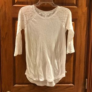 Victoria Secret White Top Lace 3/4” Sleeves sz XS